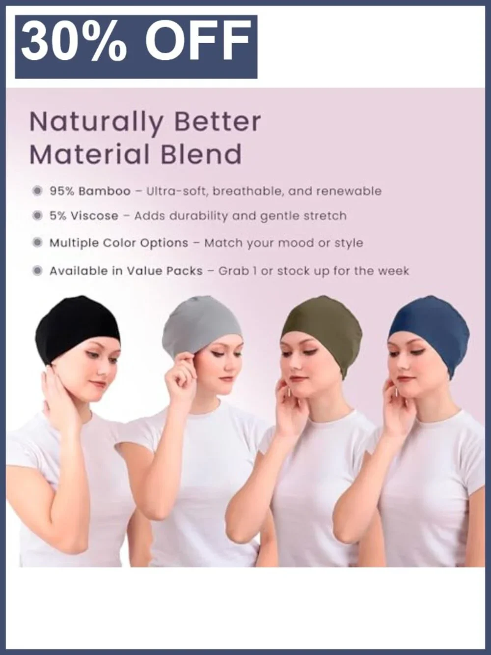 Viscose Silky Soft Night Cap Sleep Hat for Hair Protection One Size